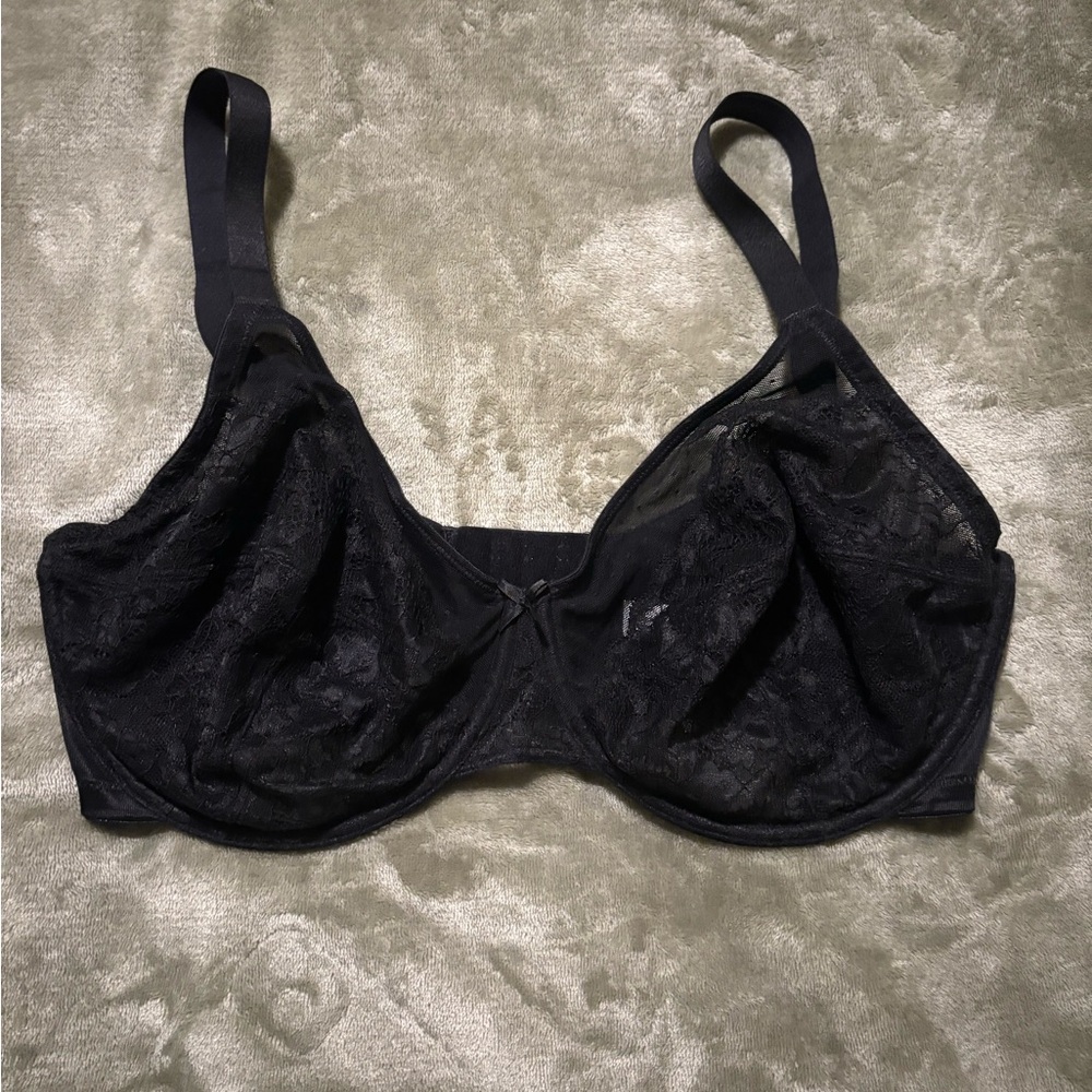 HSIA Floral Lace Minimizer Underwire Bra Black Size 34G